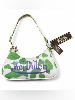Von Dutch lime green cow print purse shoulder bag #cowprint #festival